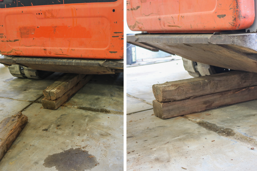 Step 2. Place Wood Under Rear-End of Unit
