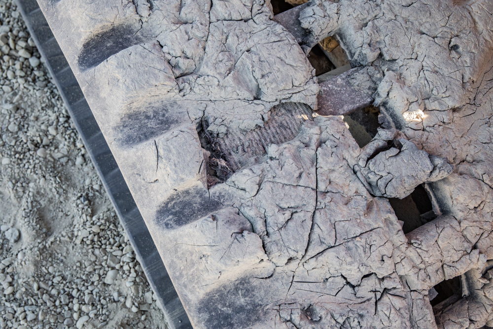 Damaged Compact Track Loader Tracks (Steel Cords Showing)