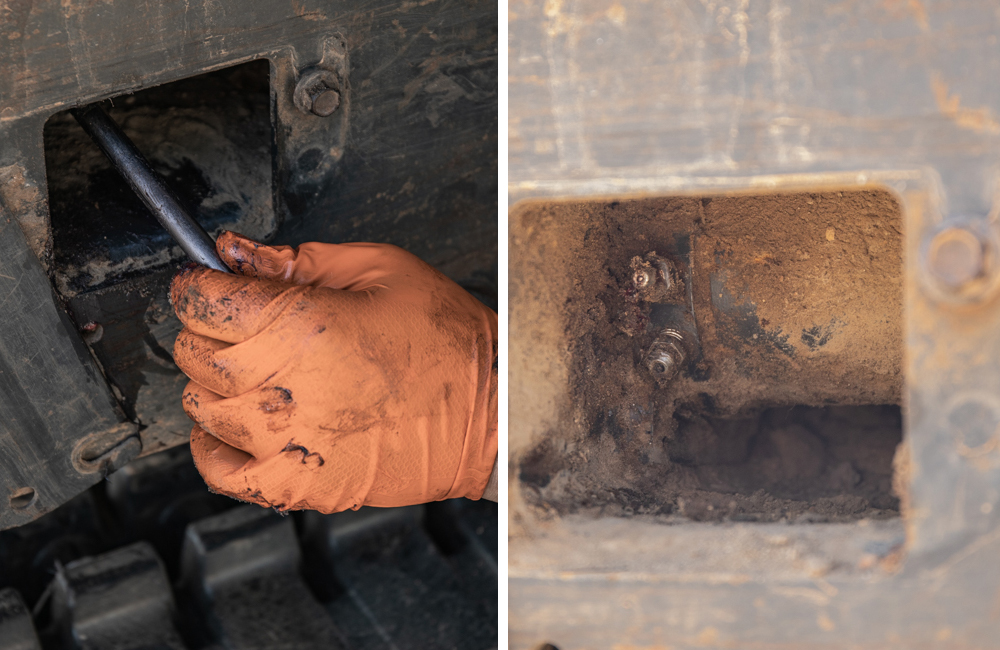 Step 1: Remove Zerk Fitting Cover Plate
